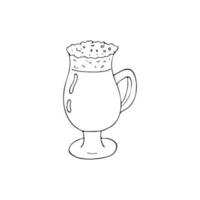 Hand drawn a glass of coffee with cream on the top, vector