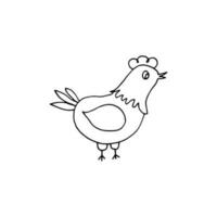 Hand-drawn simple chicken. Simple vector illustration in doodle style. isolated on white