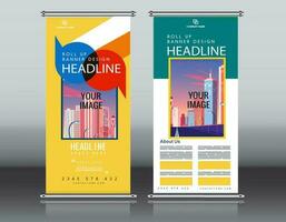 roll up business brochure flyer banner design vertical template vector, cover presentation abstract geometric background, modern publication x-banner and flag-banner, rectangle size. red , blue, green vector