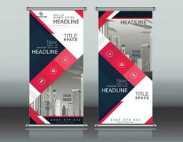 roll up business brochure flyer banner design vertical template vector, cover presentation abstract geometric background, modern publication x-banner and flag-banner, rectangle size. red , blue, green vector