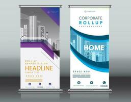 roll up business brochure flyer banner design vertical template vector, cover presentation abstract geometric background, modern publication x-banner and flag-banner, rectangle size. red , blue, green vector