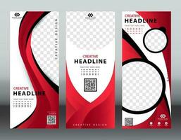 roll up business brochure flyer banner design vertical template vector, cover presentation abstract geometric background, modern publication x-banner and flag-banner, rectangle size. red , blue, green vector