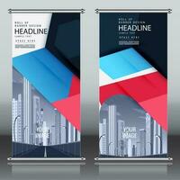 roll up business brochure flyer banner design vertical template vector, cover presentation abstract geometric background, modern publication x-banner and flag-banner, rectangle size. red , blue, green vector