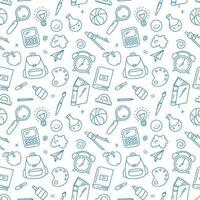 Back to School Seamless pattern, school supplies background. Vector illustration in doodle, simple line style