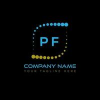 PF letter logo design on black background. PF creative initials letter logo concept. PF unique design. vector