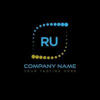 RU letter logo design on black background. RU creative initials letter logo concept. RU unique design. vector