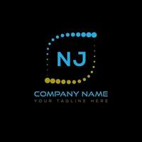 NJ letter logo design on black background. NJ creative initials letter logo concept. NJ unique design. vector