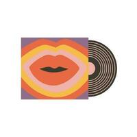 Retro Vinyl Record packed with lips. vector