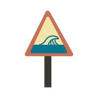 Waves road sign Tsunami sign vector