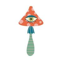 Retro Groovy Mushroom with eye, vector