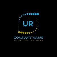 UR letter logo design on black background. UR creative initials letter logo concept. UR unique design. vector