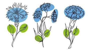 flores vector conjunto ilustración en sencillo mínimo continuo contorno línea estilo. naturaleza florecer Arte para floral botánico logo diseño. aislado en blanco antecedentes. foto