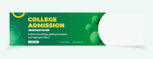 cover social media banner design abstract background admission college school vector