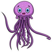 Cartoon funny jellyfish on white background vector