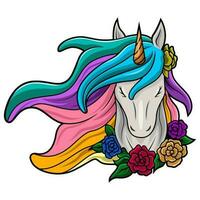 hermosa unicornio cabeza en blanco antecedentes vector