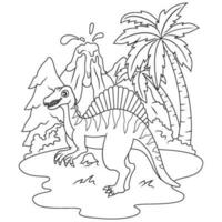 hand drawn of Spinosaurus line art vector