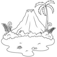 hand drawn of Volcano mountain  line art vector