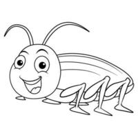 Cockroach cartoon smile line art vector