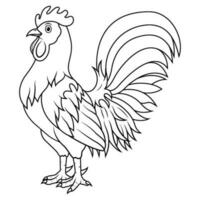 Illustration of Rooster line art vector