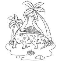 hand drawn of Dimetrodon line art vector