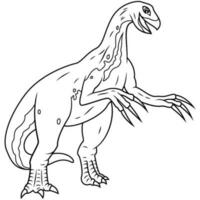 mano dibujado de therizinosaurus línea Arte vector