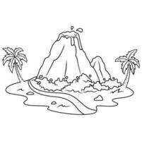 hand drawn of Volcano mountain  line art vector