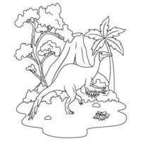 mano dibujado de deinocheirus línea Arte vector