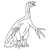 hand drawn of Therizinosaurus line art vector