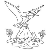 hand drawn of Pteranodon line art vector