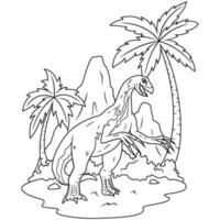 hand drawn of Therizinosaurus line art vector