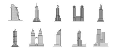 Building Outline Illustration Vector Set