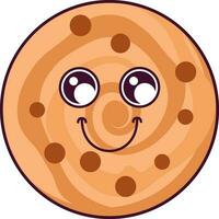 Sweet Chocolate Chips Cookie Smiling Character vector