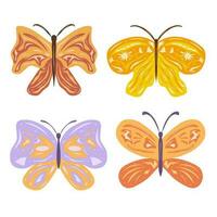 Artistic drawing of butterfly set. Butterfly collection vector isolated on a white background.