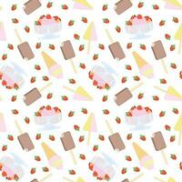 seamless pattern of different types of ice cream. Vector illustration