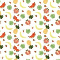 Seamless fruit pattern. Colorful pattern of refreshing fruits and berries. Vector illustration