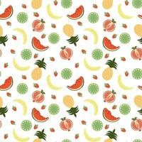 Seamless fruit pattern. Colorful pattern of refreshing fruits and berries. Vector illustration