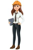 Cute young engineer, woman architect vector