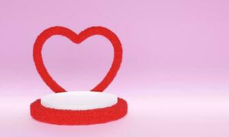 Happy Valentine Day. hearts fluffy on 3d podium photo