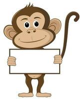 monkey is holding a empty sign vector