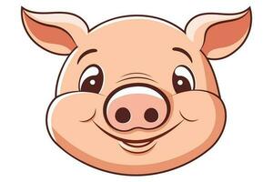 pig flat cartoon, farm logo design vector