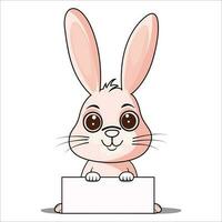 Easter bunny is holding a empty sign, vector