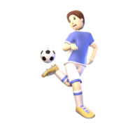 3D man soccer player rendered illustration isolated on the transparent background. Simple and elegant juggling soccer player objects for your design. png