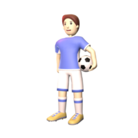 3D man soccer player rendered illustration isolated on the transparent background. Simple and elegant standing soccer player objects for your design. png