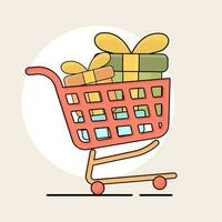 Shopping Cart Illustrations in Outline Style vector