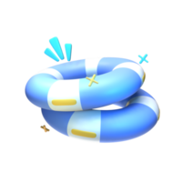 3D summer lifebuoy icon rendered isolated on the transparent background. Simple and elegant objects for your design. png