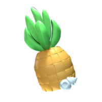 3D summer pineapple icon rendered isolated on the transparent background. Simple and elegant objects for your design. png