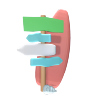 3d Sommer- Strand Wegweiser Symbol gerendert isoliert auf das transparent Hintergrund. einfach und elegant Objekte zum Ihre Design. png