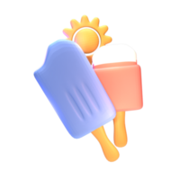 3D summer ice cream icon rendered isolated on the transparent background. Simple and elegant objects for your design. png