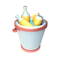 3D summer bucket of drink icon rendered isolated on the transparent background. Simple and elegant objects for your design. png