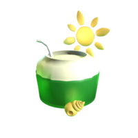 3D summer coconut icon rendered isolated on the transparent background. Simple and elegant objects for your design. png